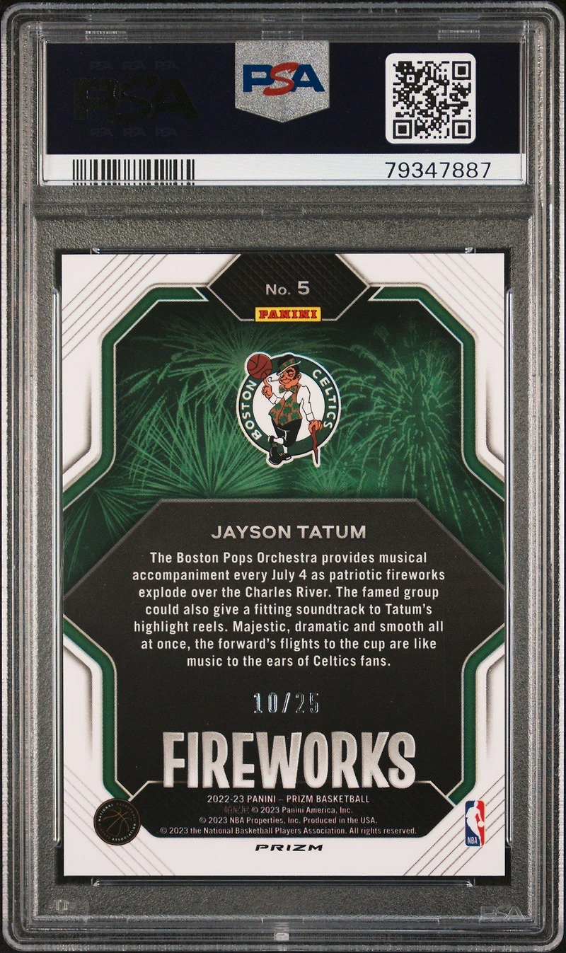 2022 Panini Prizm Fireworks 5 Jayson Tatum Mojo Prizm PSA 10