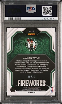 2022 Panini Prizm Fireworks 5 Jayson Tatum Mojo Prizm PSA 10