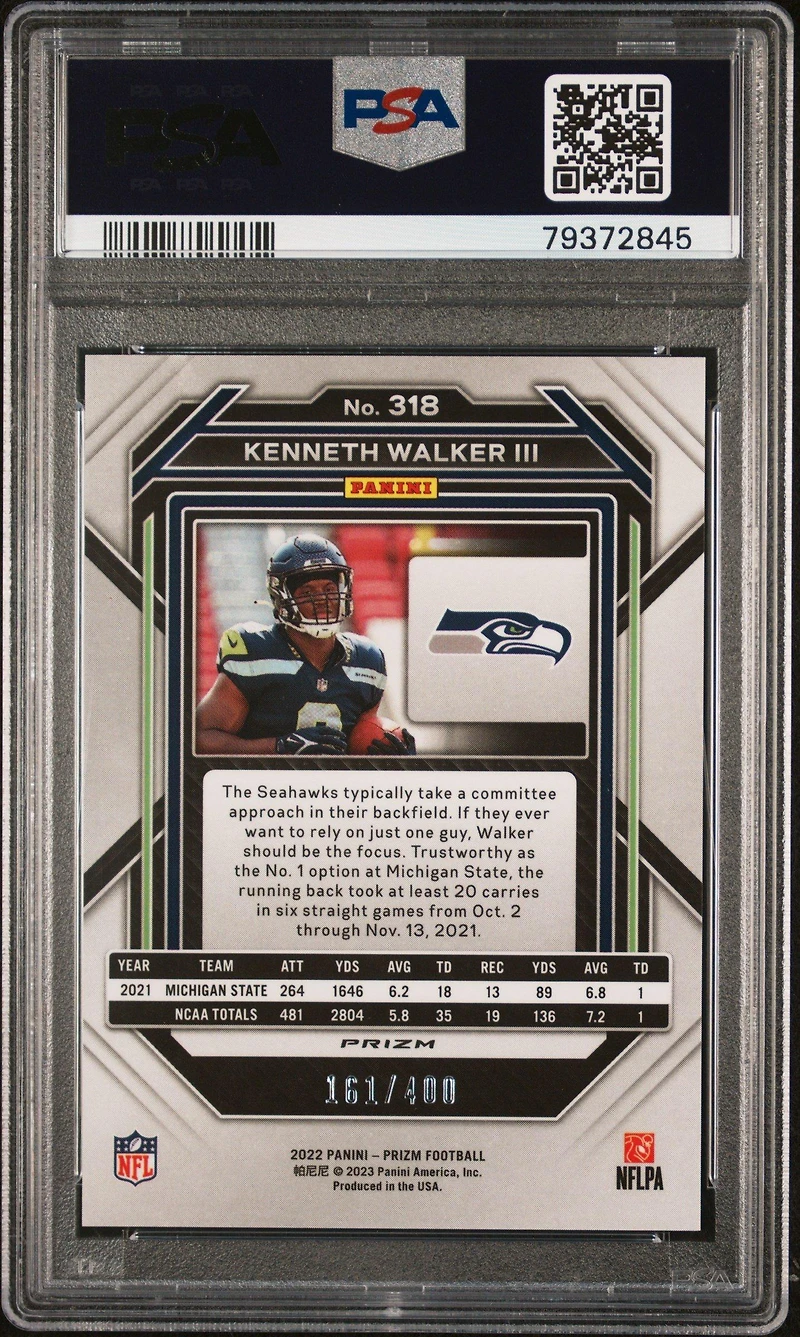 2022 Panini Prizm 318 Kenneth Walker Iii Pandora PSA 10