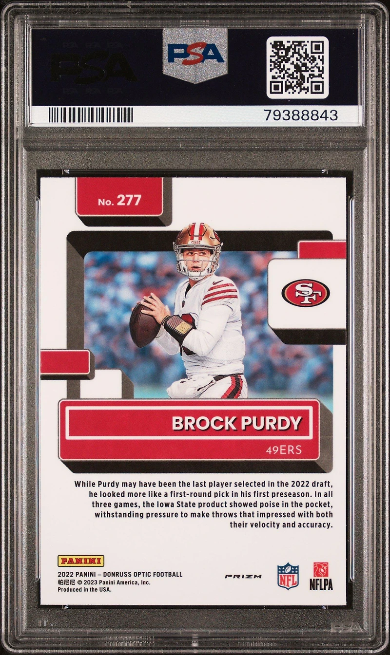2022 Panini Donruss Optic 277 Brock Purdy Holo PSA
