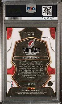2022 Panini Select 189 Shaedon Sharpe Light Blue Disco PSA 10