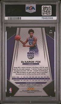 2017 Panini Prizm 24 De'aaron Fox Autograph PSA 10