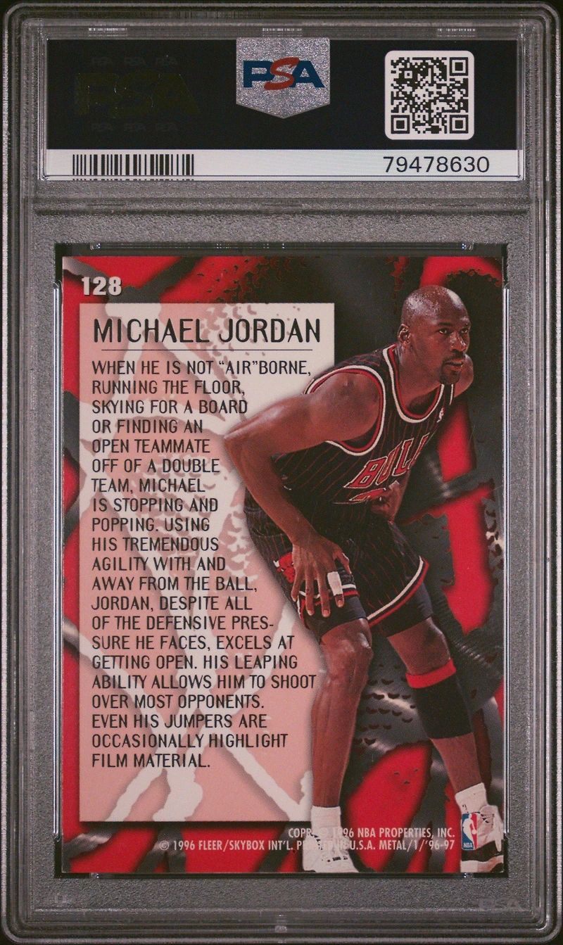 1996 Metal 128 Michael Jordan PSA 8