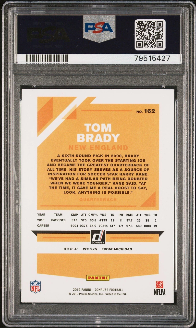 2019 Panini Donruss 162 Tom Brady PSA 10