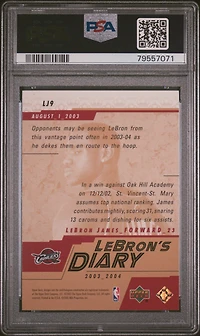 2003 Upper Deck Lebron's Diary Lj9 Lebron James PSA 9