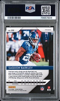 2018 Panini Prizm 202 Saquon Barkley Red/white/blue Prizm PSA 9