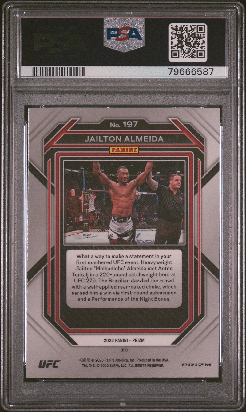 2023 Panini Prizm Ufc 197 Jailton Almeida Ice PSA 10