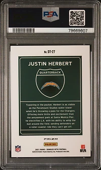 2021 Panini Donruss Optic Downtown Dt27 Justin Herbert PSA 10