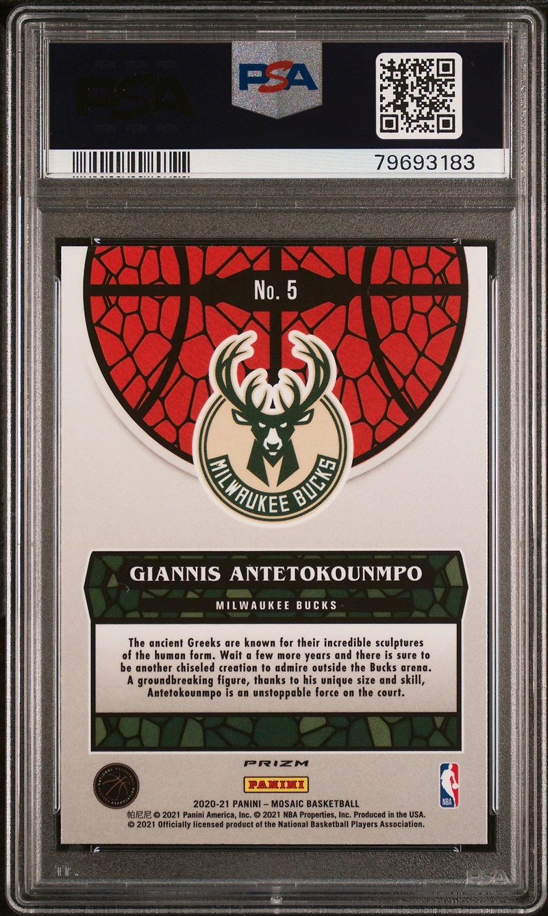 2020 Panini Mosaic Stained Glass 5 Giannis Antetokounmpo PSA 10