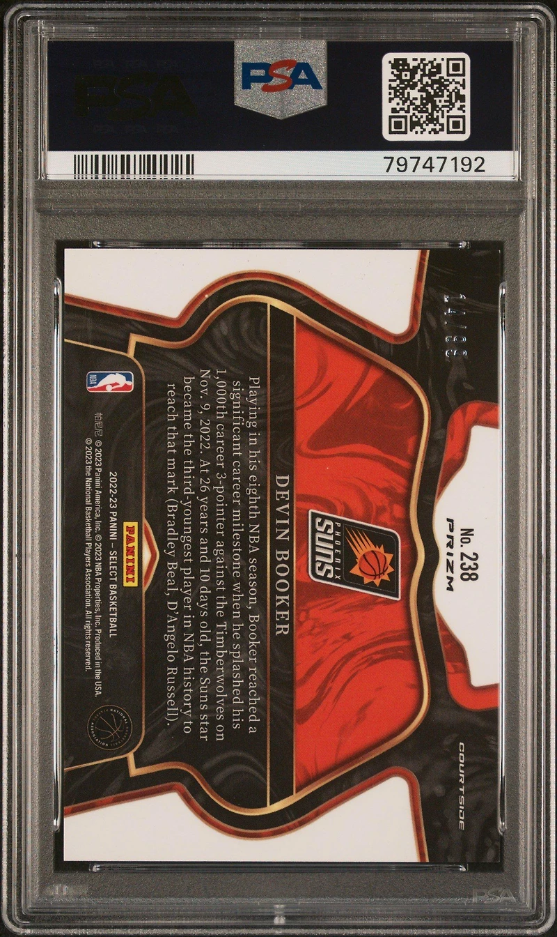 2022 Panini Select 238 Devin Booker Light Blue Disco PSA 10