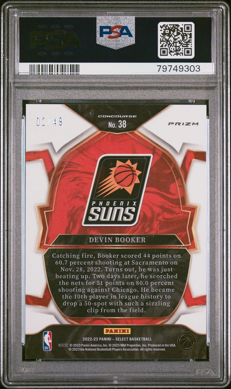 2022 Panini Select 38 Devin Booker Red Disco PSA 10