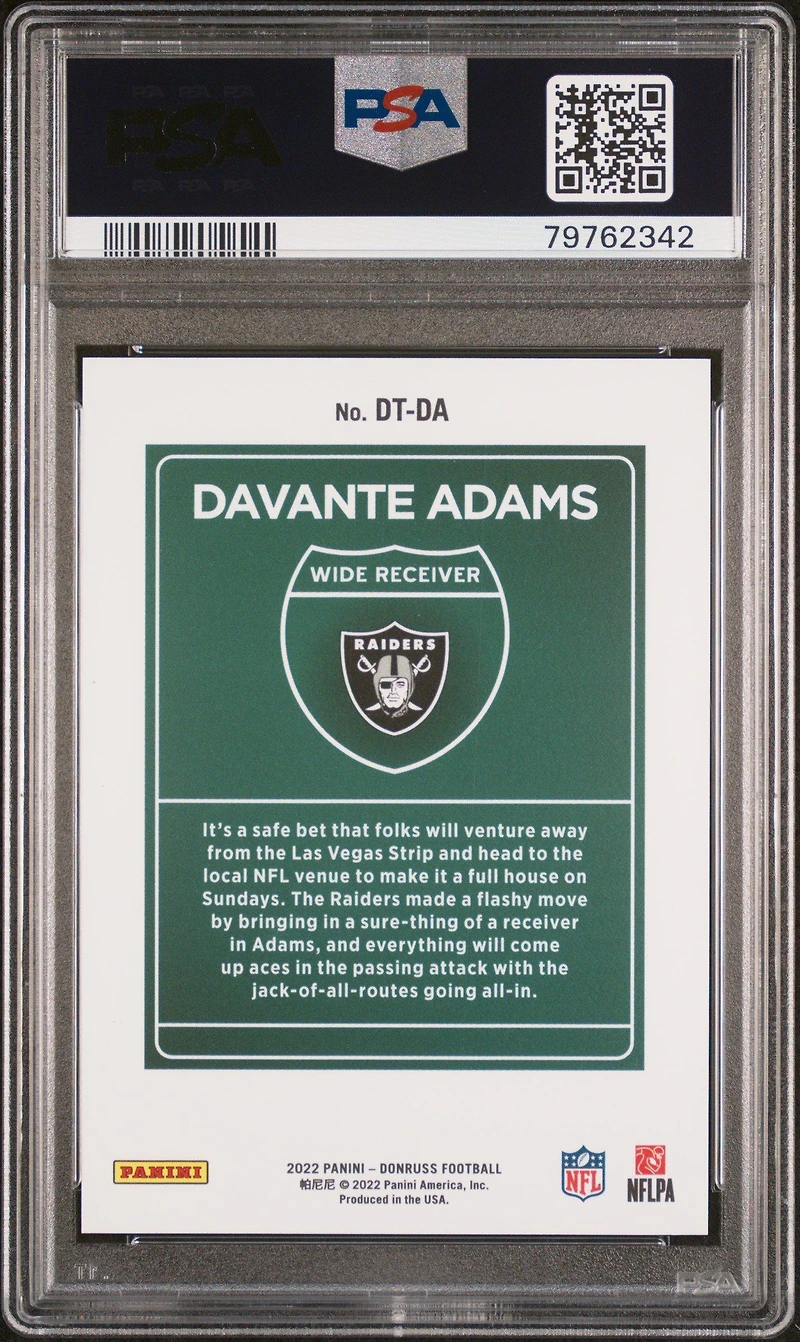 2022 Panini Donruss Downtown Dtda Davante Adams PSA