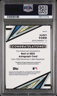 2022 Bowman's Best Best Of 2022 Autographs B22hf Harry Ford PSA 10
