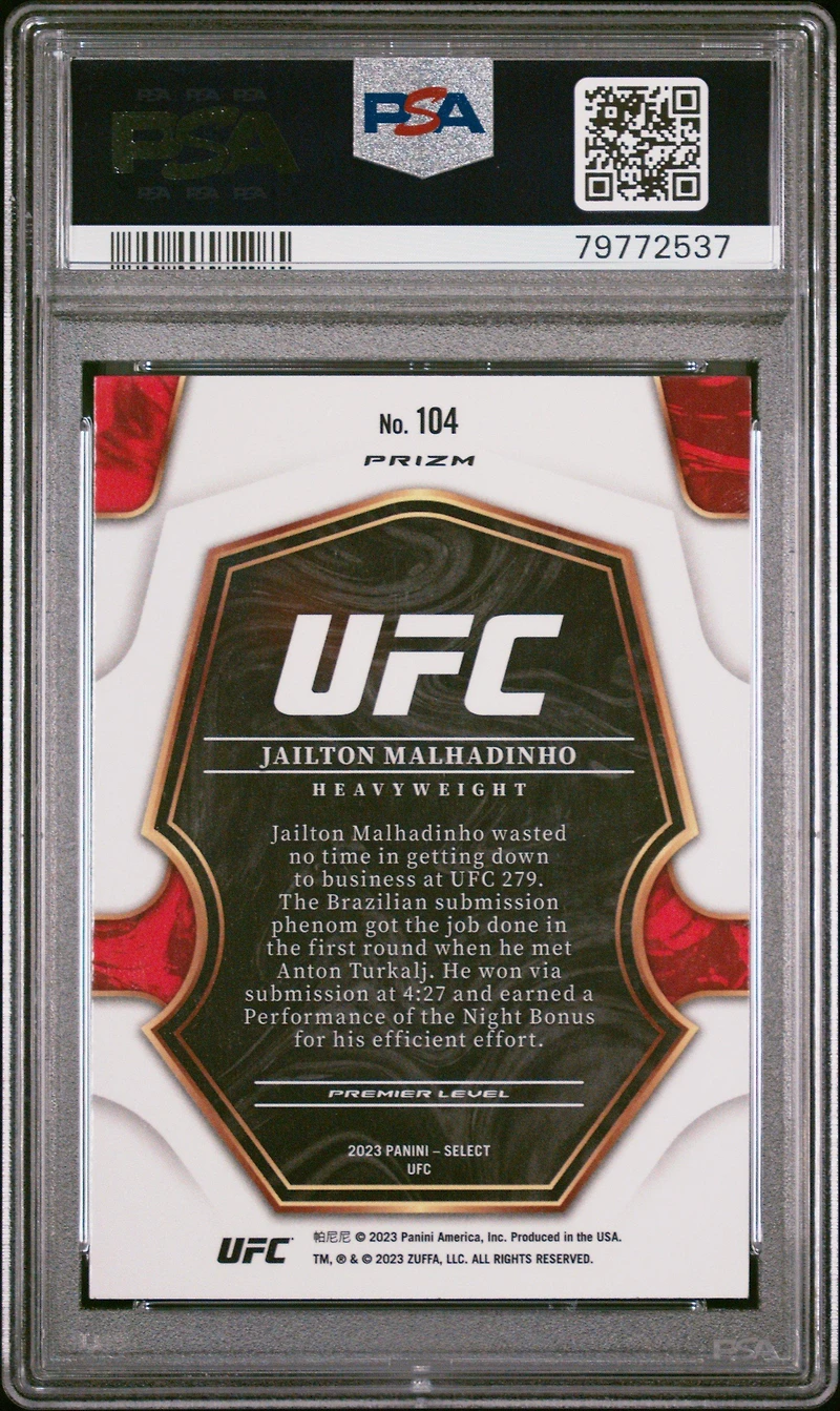 2023 Panini Select Ufc 104 Jailton Malhadinho PSA 10
