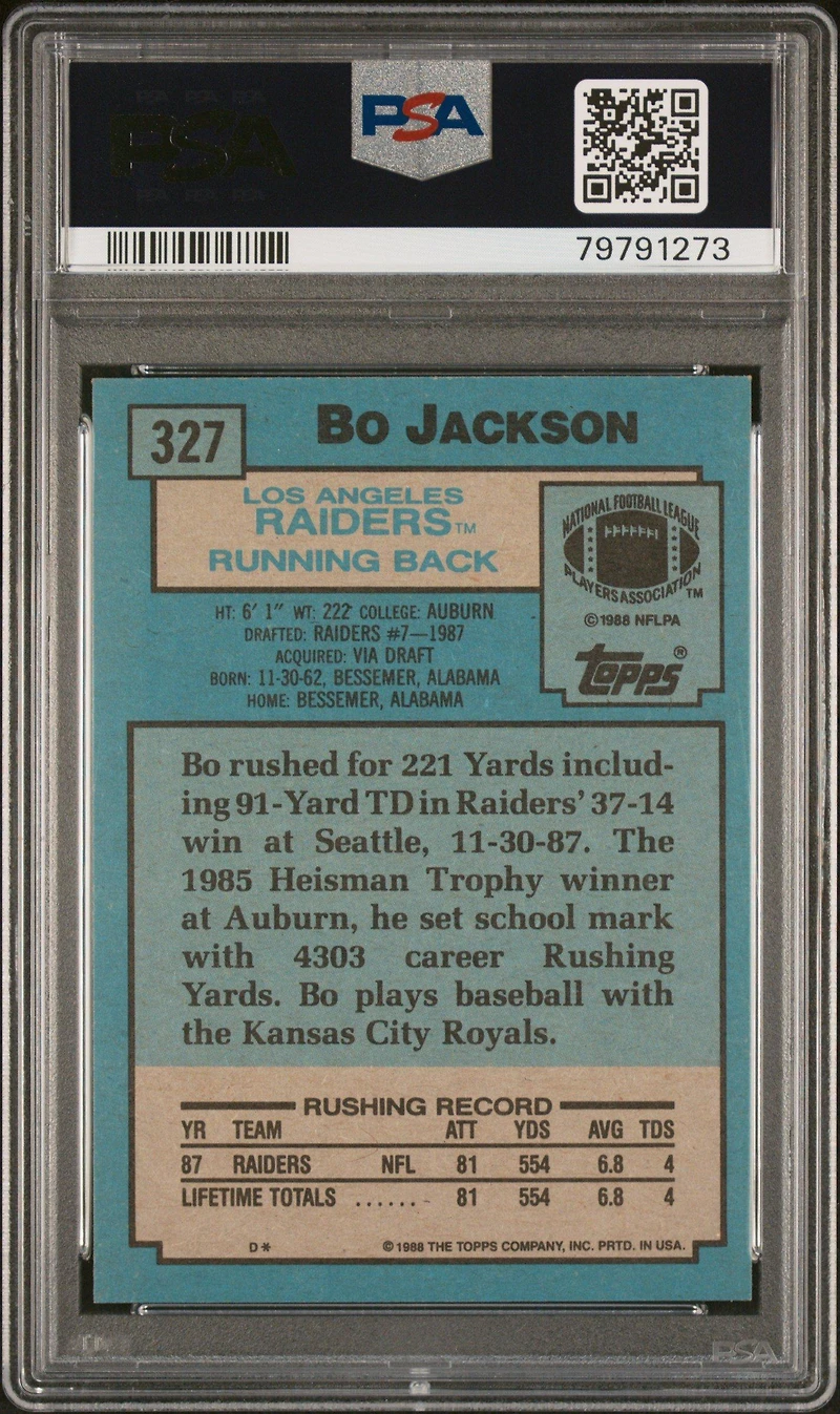1988 Topps 327 Bo Jackson PSA