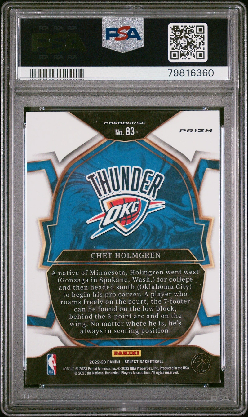2022 Panini Select Chet Holmgren Cracked Ice PSA