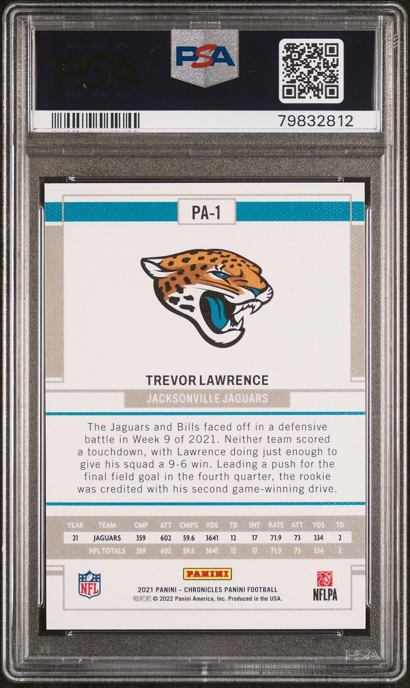 2021 Panini Chronicles Panini Pa1 Trevor Lawrence Pink PSA 9