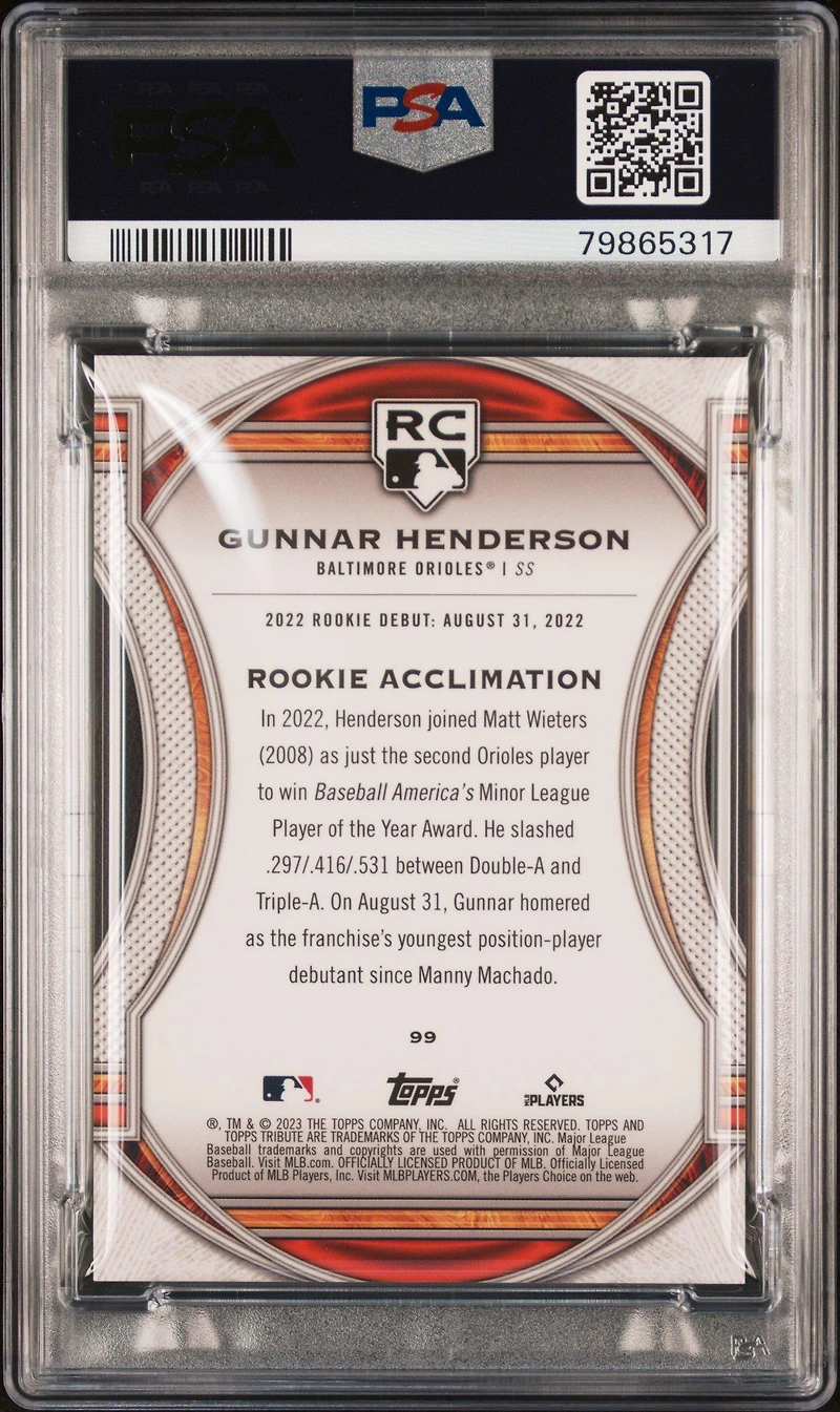 2023 Topps Tribute 99 Gunnar Henderson PSA 9