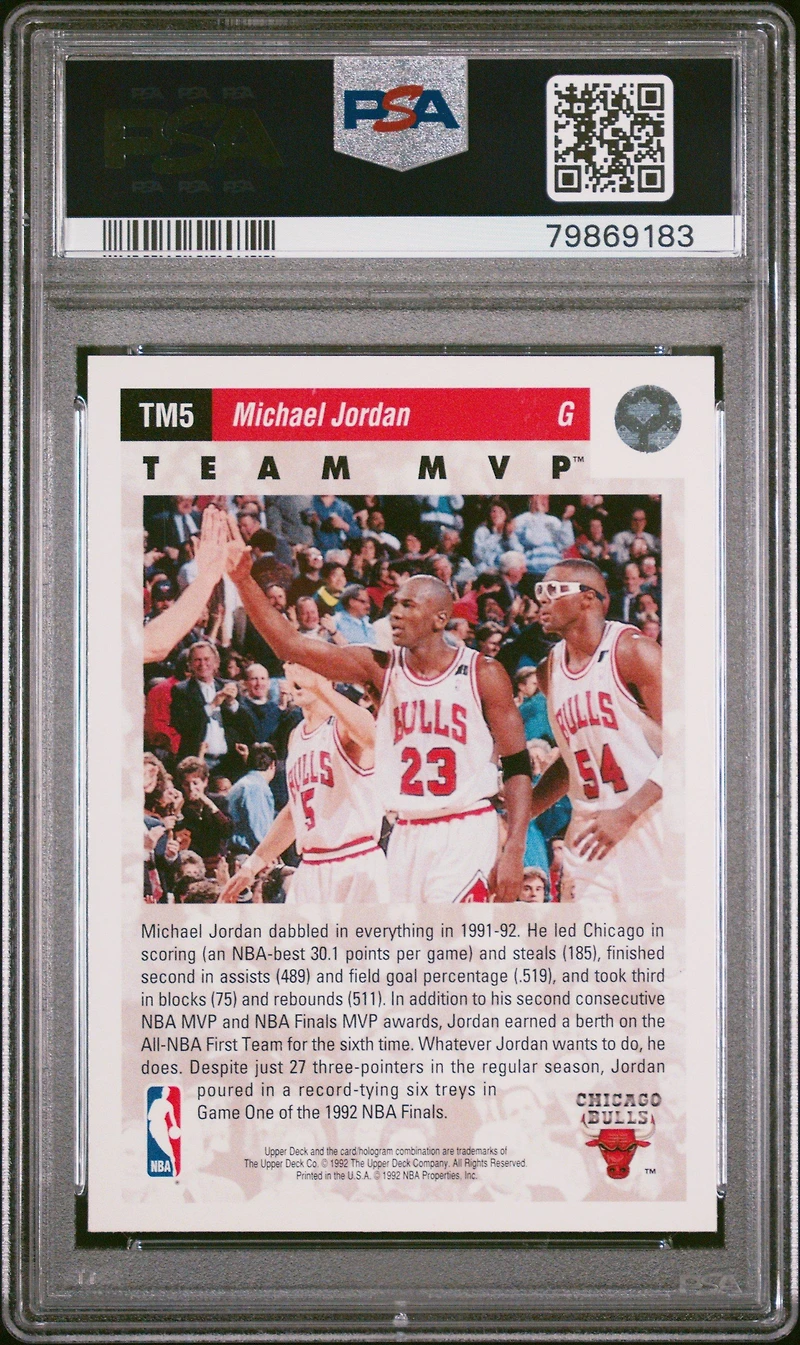 1992 Upper Deck Team Mvp's Tm5 Michael Jordan PSA 9