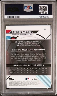 2023 Topps Finest 24 Corbin Carroll Green Lava PSA 10