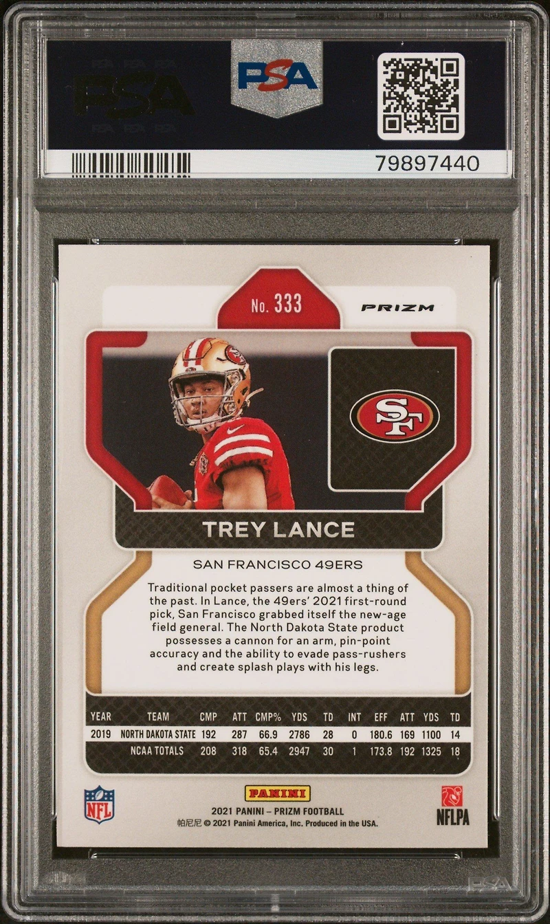 2021 Panini Prizm 333 Trey Lance Orange Ice PSA 10