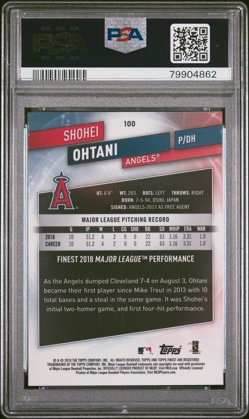 2019 Finest 100 Shohei Ohtani PSA 10