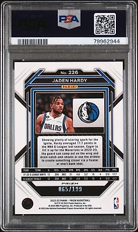 2022 Panini Prizm 226 Jaden Hardy Blue Prizm PSA 10