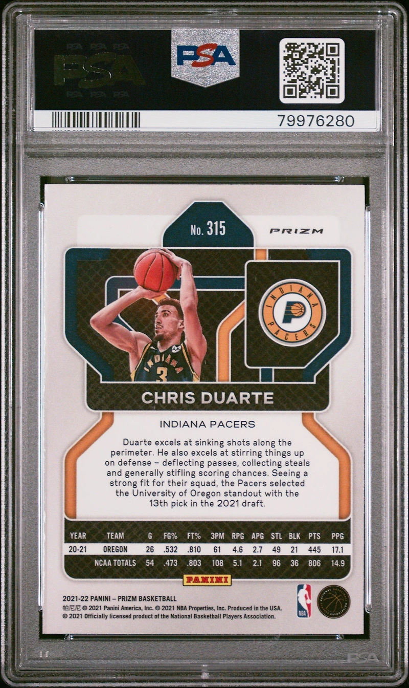2021 Panini Prizm 315 Chris Duarte PSA 9