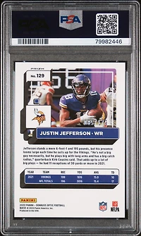 2022 Panini Donruss Optic 129 Justin Jefferson Blue PSA 10