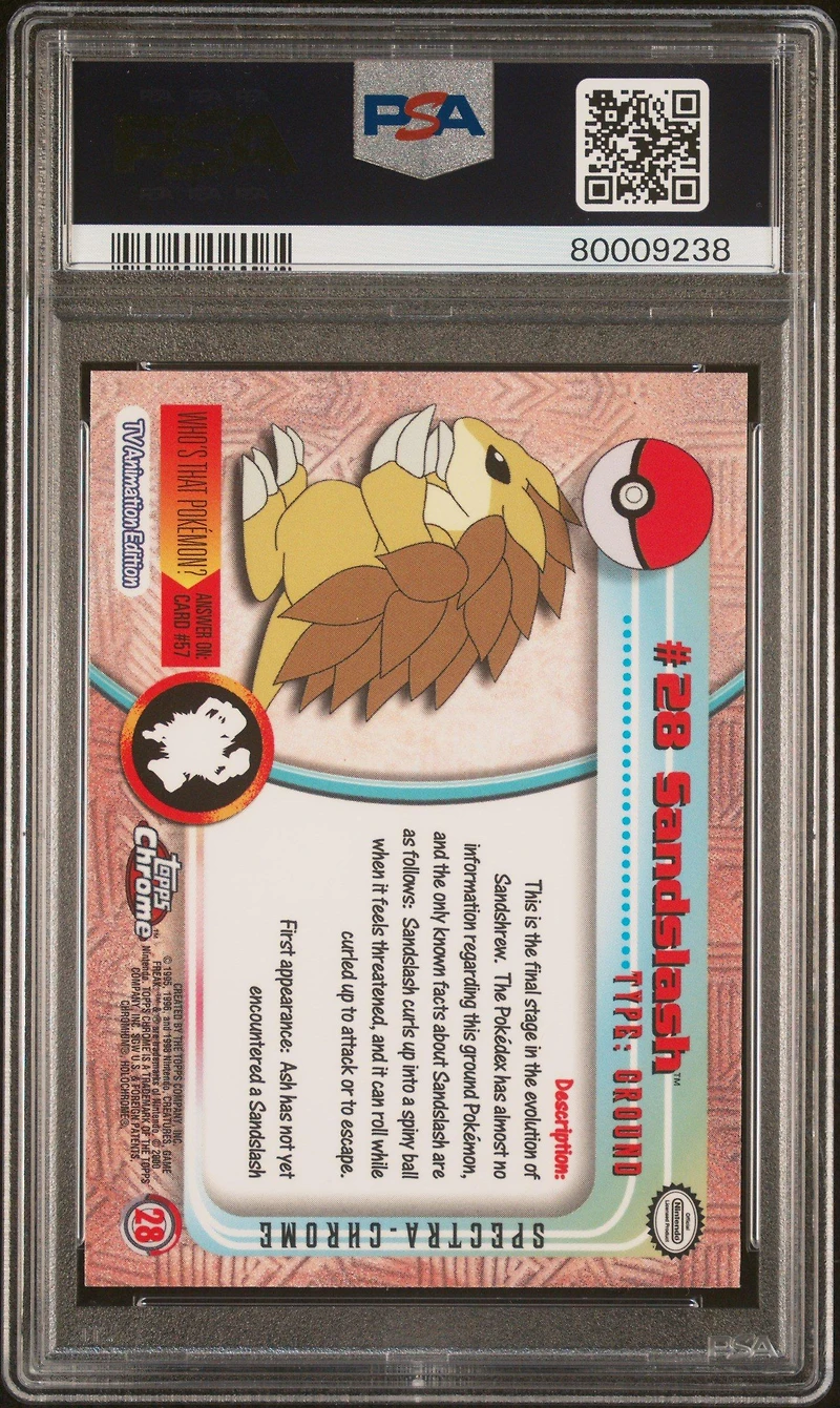 2000 Topps Chrome Pokemon T.v. 28 Sandslash Spectra PSA 10