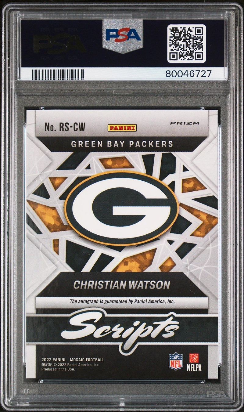 2022 Panini Mosaic Rookie Scripts Rscw Christian Watson PSA 10
