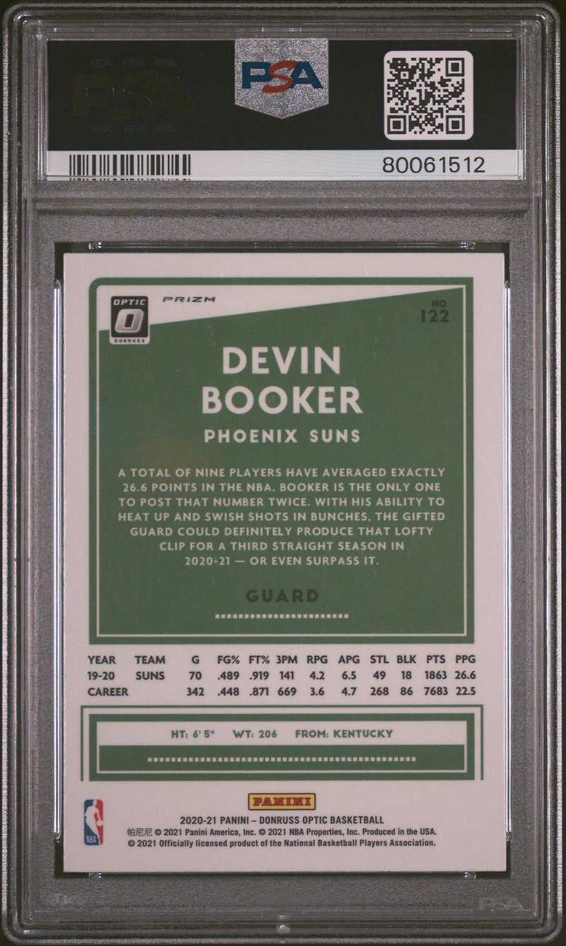 2020 Panini Donruss Optic 122 Devin Booker Hyper Pink PSA 10