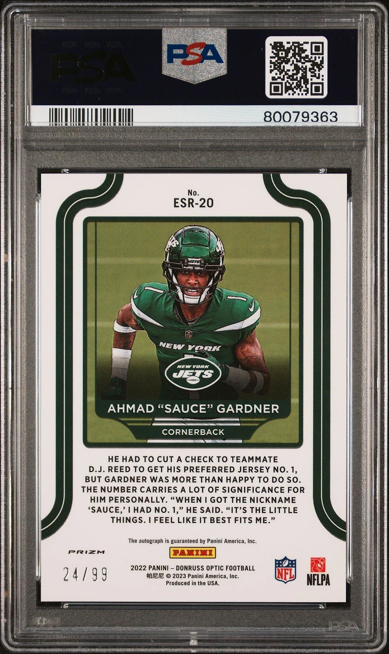 2022 Panini Donruss Optic The Elite Series Rookies Esr20 Ahmad "sauce" Gardner PSA 10