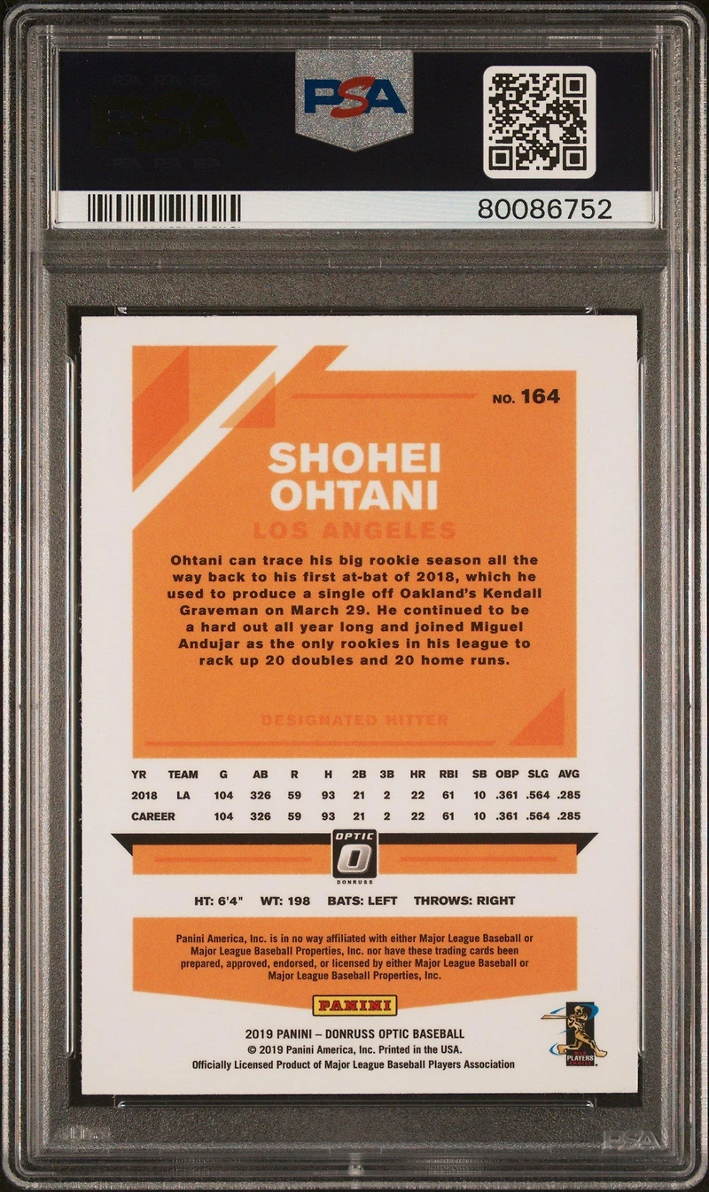 2019 Panini Donruss Optic 164 Shohei Ohtani PSA 10