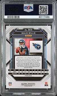 2022 Panini Prizm 303 Malik Willis Green Ice PSA 9