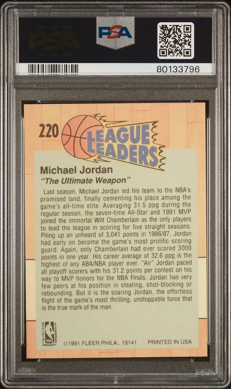 1991 Fleer 220 Michael Jordan PSA 9