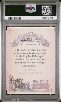 2017 Topps Gypsy Queen 168 Aaron Judge W/cap PSA 10