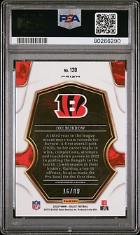 2022 Panini Select 120 Joe Burrow Dragon Scale Prizm PSA 10