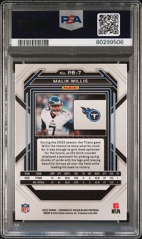 2022 Panini Chronicles Prizm Black Pb7 Malik Willis PSA 9