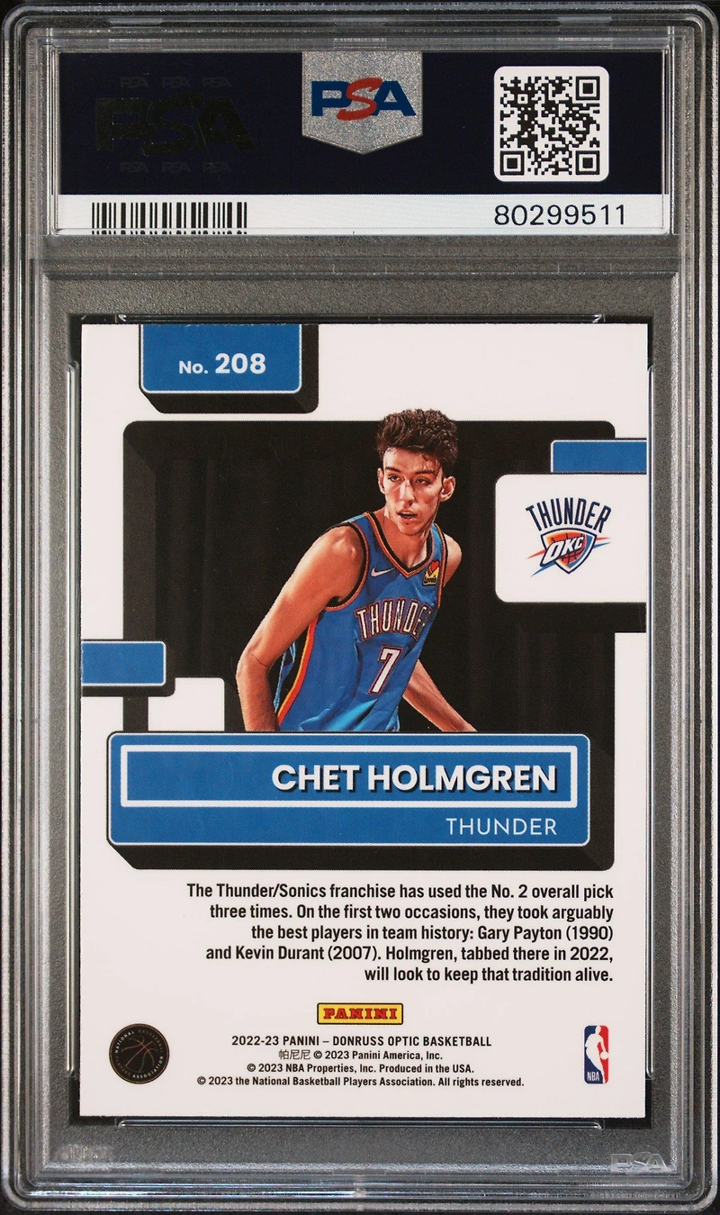 2022 Panini Donruss Optic 208 Chet Holmgren PSA 10