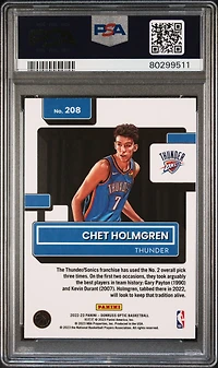 2022 Panini Donruss Optic 208 Chet Holmgren PSA 10