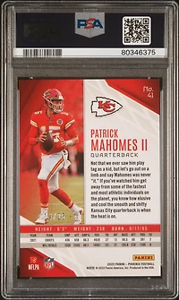 2022 Panini Phoenix 41 Patrick Mahomes Ii Green PSA 10