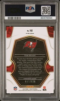 2022 Panini Select 192 Tom Brady Blue Prizm PSA 10