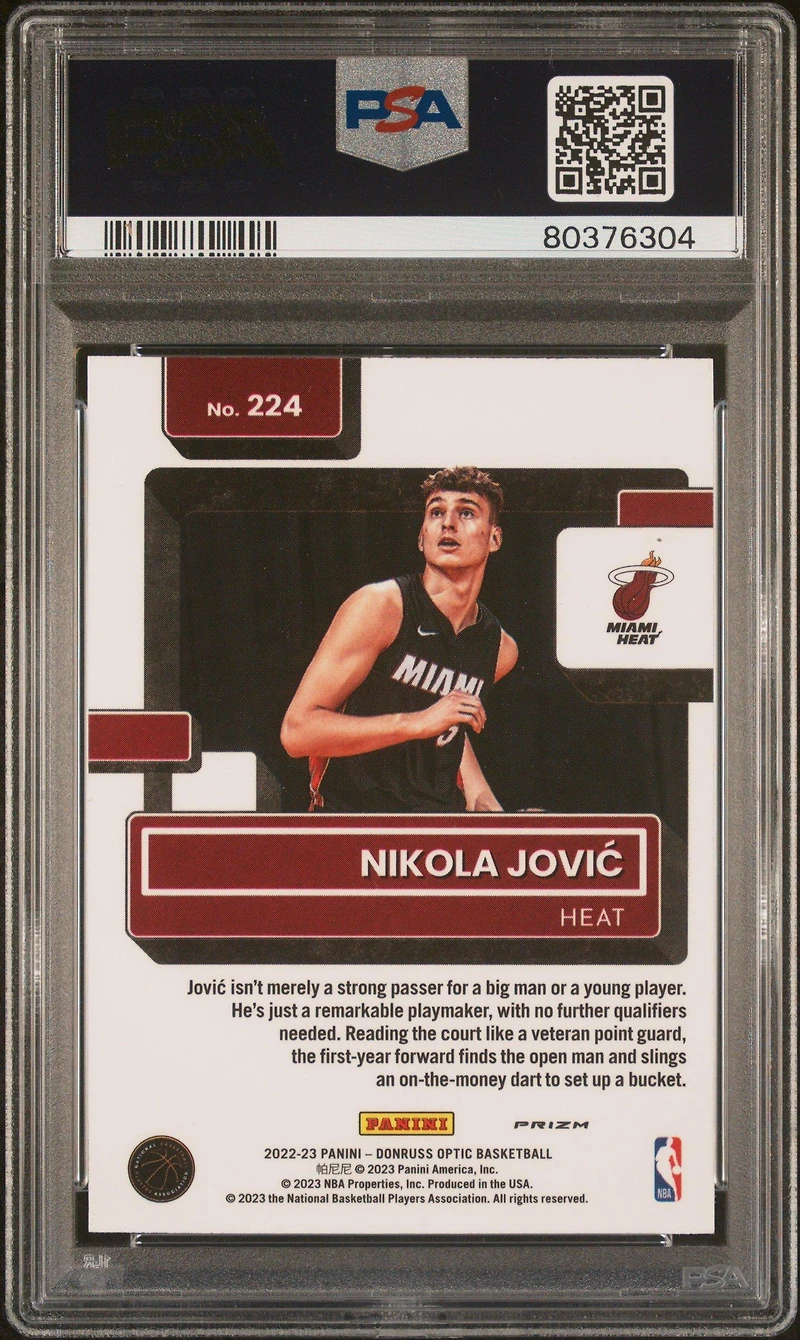 2022 Panini Donruss Optic 224 Nikola Jovic Choice PSA 10