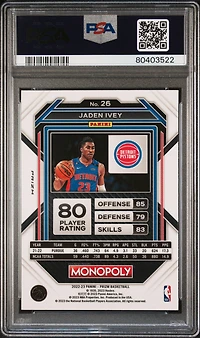 2022 Panini Prizm Monopoly 26 Jaden Ivey Go Space PSA 10