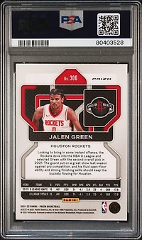 2021 Panini Prizm 306 Jalen Green Red/white/blue Prizm PSA 10