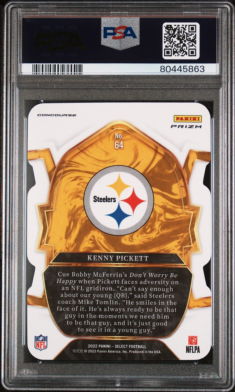 2022 Panini Select 64 Kenny Pickett Die-cut Green/yellow Prizm PSA 10