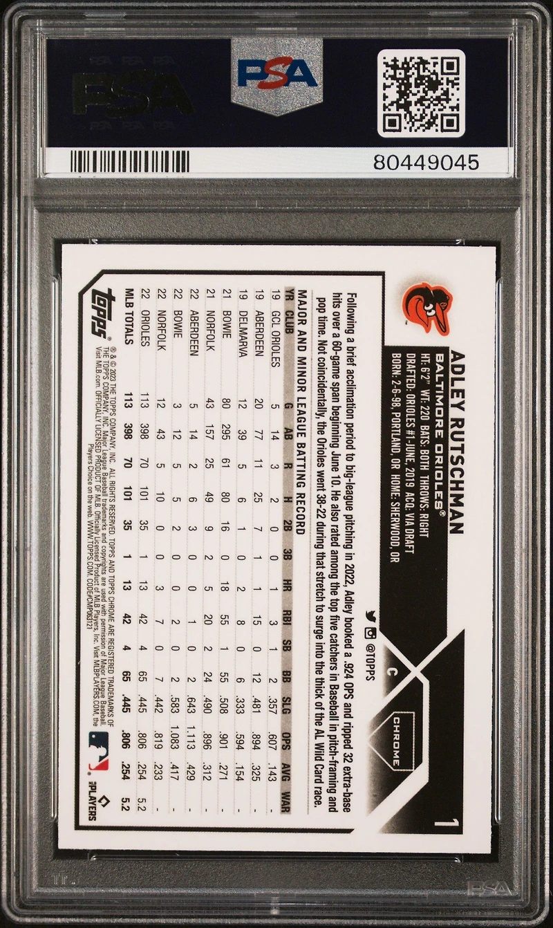 2023 Topps Chrome 1 Adley Rutschman PSA