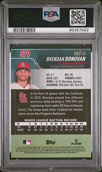 2022 Topps Stadium Club Chrome 379 Brendan Donovan Gold Refractor PSA 10