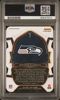 2022 Panini Select 2 Kenneth Walker Iii Die-cut Zebra Prizm PSA 9